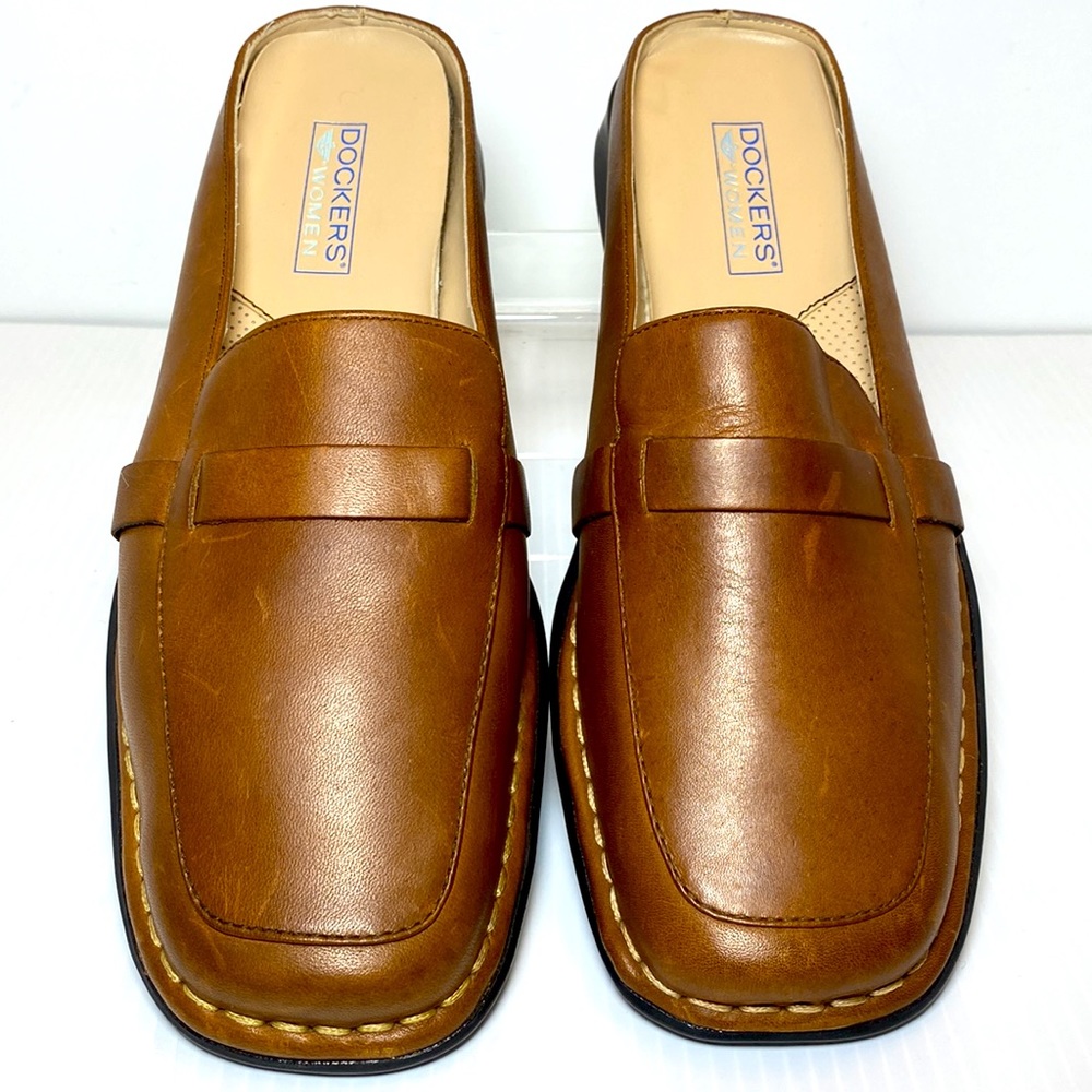 Dockers Women Dkmedfordk 8.5 Shoes Slides Leather Cognac New